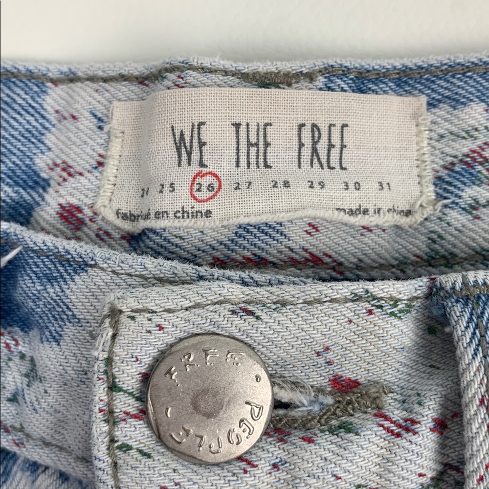 We The Free FP Blue Floral Jeans Size 26 Cotton Straight Leg light Wash denim - Picture 7 of 16